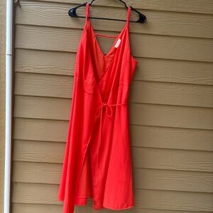Sophie Rue Red Orange Wrap Dress Size Large